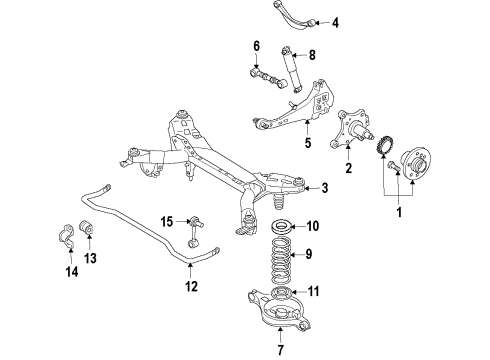 2010 Ford Fusion Rear Suspension Components, Lower Control Arm, Upper Control Arm, Stabilizer Bar Coil Spring Diagram for AE5Z-5560-E