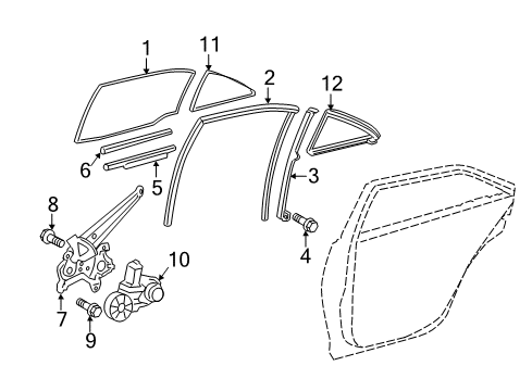 2008 Toyota Camry Front Door Rear Guide Bolt Diagram for 90080-11725