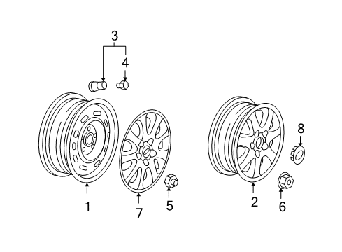 2005 Kia Sedona Wheels, Covers & Trim Emblem Center Cap Diagram for 0K2NA37192