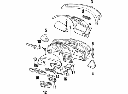 1999 Chrysler Sebring Cluster & Switches, Instrument Panel Air Conditioner And Heater Control Diagram for 4897215AB