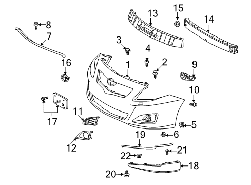 2009 Toyota Corolla Front Bumper Side Retainer Diagram for 52116-02130