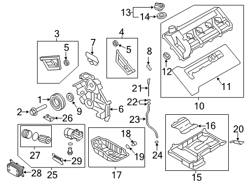2011 Hyundai Equus Filters Cover-Timing Chain, Lower Diagram for 21351-3F000
