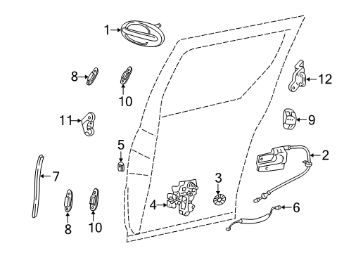 2005 Mercury Monterey Side Loading Door - Lock & Hardware Actuator Diagram for 7F2Z-17218A42-AA