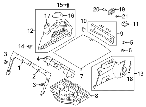 2021 Genesis G70 Interior Trim - Rear Body Clip Undercover Mounting Diagram for 84219-C2000