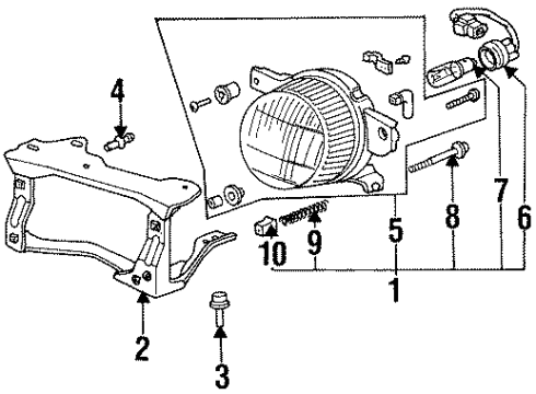 1994 Honda Civic del Sol Bulbs Foglight Unit, Passenger Side Diagram for 33901-SR2-A01