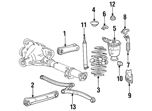 1998 Mercury Grand Marquis Rear Suspension Components, Lower Control Arm, Upper Control Arm, Ride Control, Stabilizer Bar Shock Diagram for XW3Z-18125-AA