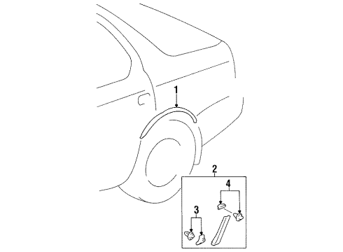 1995 Lexus LS400 Exterior Trim - Quarter Panel Moulding Sub-Assy, Quarter Outside, LH Diagram for 75606-50030-D0