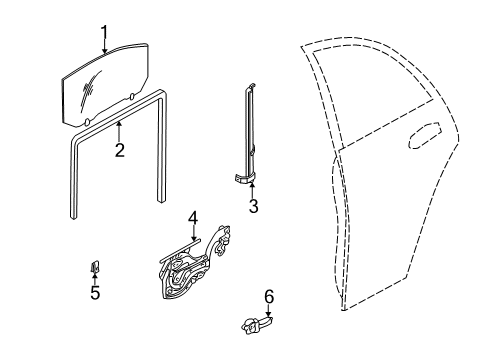 2006 Hyundai Elantra Rear Door Run Assembly-Rear Door Window Glass LH Diagram for 83530-2D200