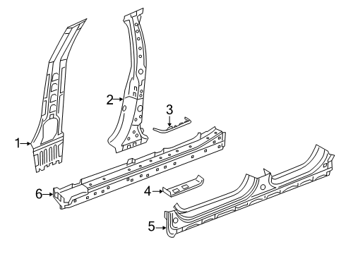 2018 Honda Clarity Center Pillar & Rocker Plr Comp L, Center Inn Diagram for 64620-TRT-305ZZ
