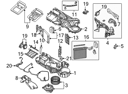 2005 Dodge Dakota Air Conditioner Air Conditioner And Heater Actuator Diagram for 5061099AA