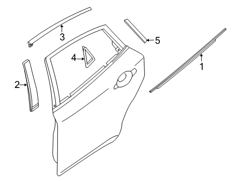 2018 Infiniti Q70L Exterior Trim - Rear Door Moulding-Rear Door Sash, Front RH Diagram for 82282-1PM0A