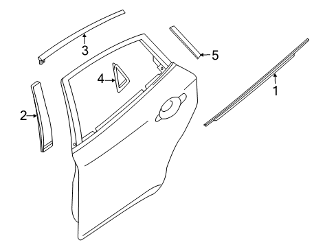 2018 Infiniti Q70L Exterior Trim - Rear Door Moulding-Rear Door Sash, Front LH Diagram for 82283-1PM0A