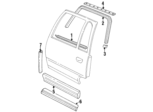 1998 Cadillac DeVille Exterior Trim - Rear Door Molding Asm, Rear Side Door Window Belt Reveal <Use 1C5N 1230A> Diagram for 88890457