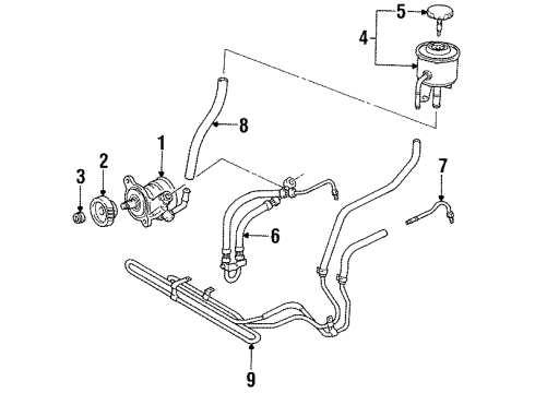1995 Toyota Land Cruiser P/S Pump & Hoses, Steering Gear & Linkage Nut Diagram for 90179-14009