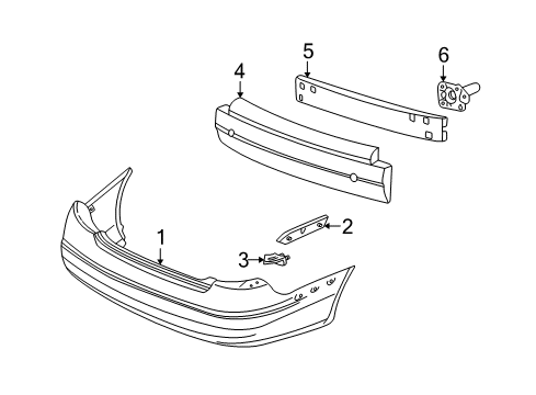 2002 Ford Taurus Rear Bumper Bumper Cover Reinforcement Diagram for YF1Z-17D942-AA