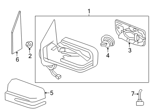 2020 Nissan Titan Parking Aid Mirror Body Cover, Driver Side Diagram for 96374-EZ00A