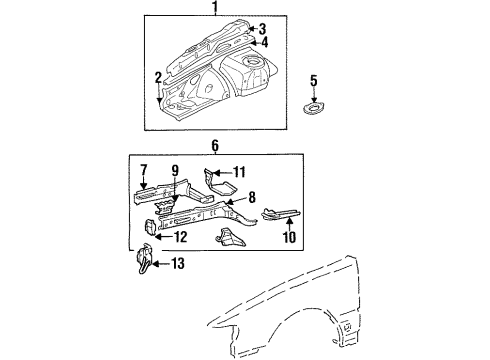 1994 Lexus GS300 Structural Components & Rails Reinforcement, Front Spring Support, No.3 Diagram for 53729-30020