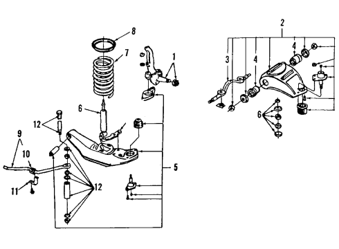 1990 Lincoln Town Car Front Suspension Components, Lower Control Arm, Upper Control Arm, Stabilizer Bar Bumper Diagram for D9AZ3020C