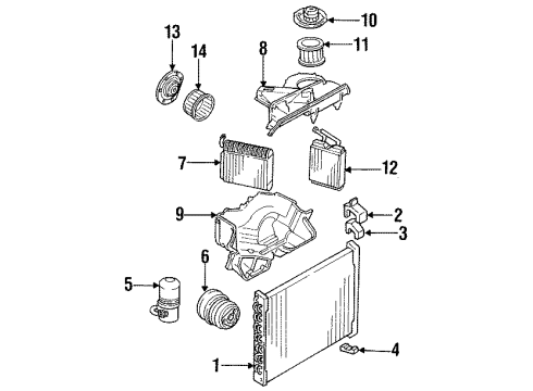 1986 Chevrolet El Camino Air Conditioner & Heater Components Core Asm, Heater Diagram for 19131980