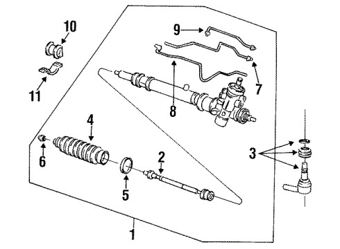1993 Hyundai Scoupe Power Steering Gear Rubber-Steering Gear Mounting Diagram for 56221-21000
