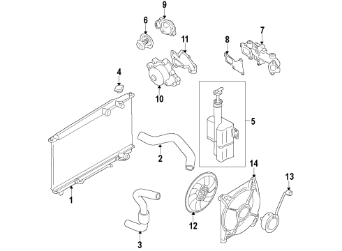 2014 Hyundai Genesis Coupe Cooling System, Radiator, Water Pump, Cooling Fan Blower Assembly Diagram for 25380-2M500