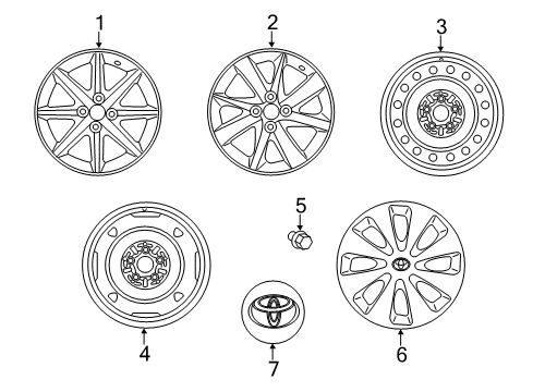 2019 Toyota Prius C Wheels, Covers & Trim Wheel, Alloy Diagram for 42611-52A20