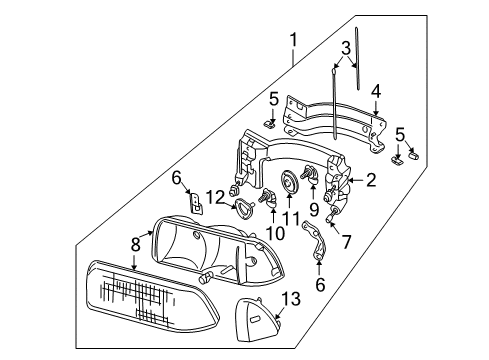 1995 GMC Sonoma Headlamps Headlamp Assembly Diagram for 16524812