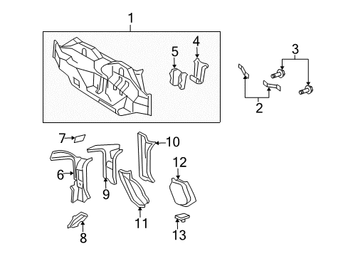 2006 Scion xA Rear Body Trough Retainer Diagram for 52562-52010