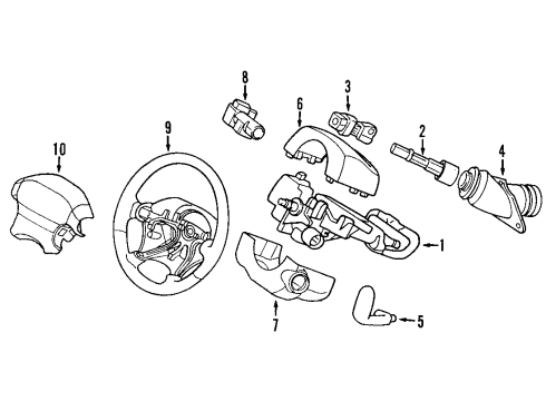 1999 Chrysler LHS Keyless Entry Components Column-Steering Diagram for 5083939AA