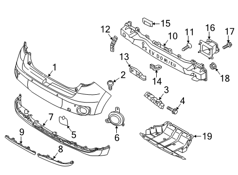 2018 Kia Soul EV Rear Bumper Cover Assembly-Rear Bumper Under Diagram for 86690E4000