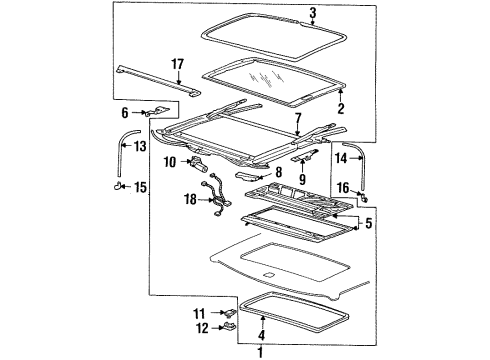 1997 Oldsmobile Cutlass Sunroof Sunroof Glass Weatherstrip Diagram for 12458067