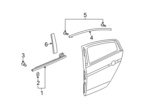 2014 Acura TL Exterior Trim - Rear Door Garnish, Left Rear Door Center Pillar (Black Gloss 80) Diagram for 72970-TK4-A01ZA