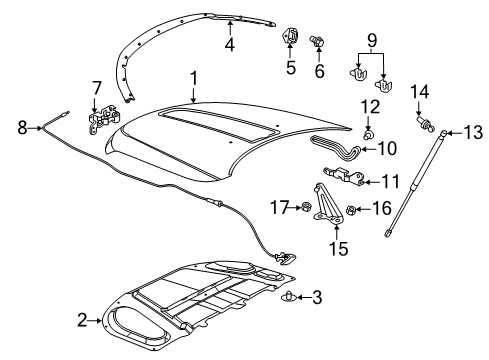 2011 Dodge Durango Hood & Components Hood Panel Diagram for 55369453AE