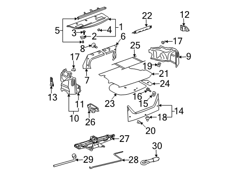 2002 Toyota Camry Interior Trim - Rear Body Side Cover Diagram for 58703-33040