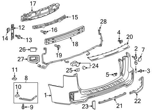 2016 GMC Terrain Parking Aid Reflector Diagram for 23454653