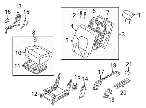 2010 Hyundai Veracruz Second Row Seats Cover-2ND Cushion Inner Inside, RH Diagram for 89069-3J000-6T