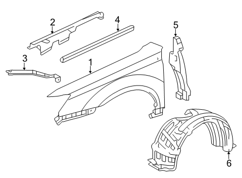 2011 Toyota Avalon Fender & Components Fender Liner Diagram for 53875-07010