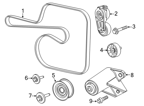 2019 Jeep Grand Cherokee Belts & Pulleys TENSIONER-SUPERCHARGER Drive Belt Diagram for 68222744AD