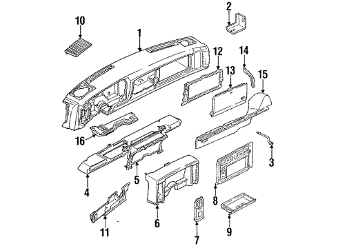 1992 GMC Sonoma Instrument Panel Retainer-Instrument Panel Compartment Door Lock Cyl Case Diagram for 14046194