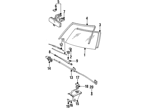 1996 Toyota Corolla Wiper & Washer Components Mirror Inside Cover Diagram for 87834-12030-B4