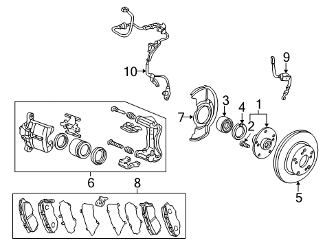 2005 Honda Accord Front Brakes Caliper Sub-Assembly, Right Front (Reman) Diagram for 45018-SDA-A02RM