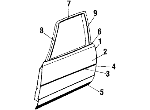 1987 Oldsmobile Cutlass Salon Front Door Reg Asm Window Source:T Diagram for 20009423