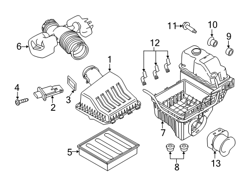 2012 Ford F-150 Air Intake Air Inlet Assembly Diagram for BL3Z-9B659-B