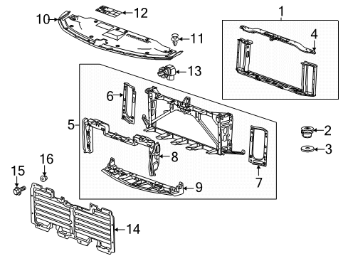 2018 Chevrolet Suburban Radiator Support Lower Shield Diagram for 23497752