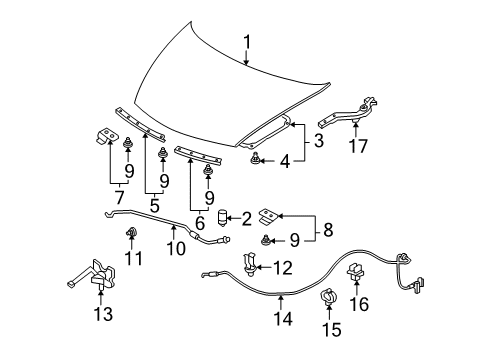 2011 Honda Civic Hood & Components Wire Assembly, Hood (Sienna Beige) Diagram for 74130-SNA-A01ZG