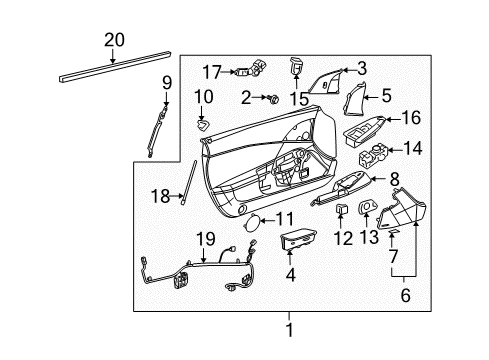 2005 Chevrolet Corvette Door & Components Handle Asm-Front Side Door Pull *Light Cashmere Diagram for 15236111