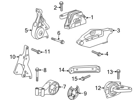 2016 Chevrolet Impala Engine & Trans Mounting Rear Transmission Mount Shield Diagram for 23303081