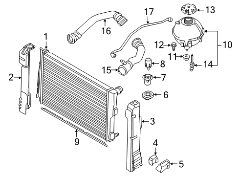 2015 BMW X3 Wiper & Washer Components Radiator Coolant Hose Upper Diagram for 17127646155