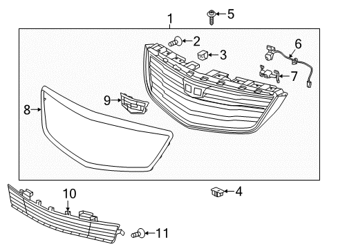 2019 Cadillac XTS Grille & Components Lower Grille Diagram for 84111709