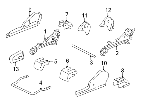 2001 Toyota Tundra Tracks & Components Seat Track Diagram for 72011-0C010